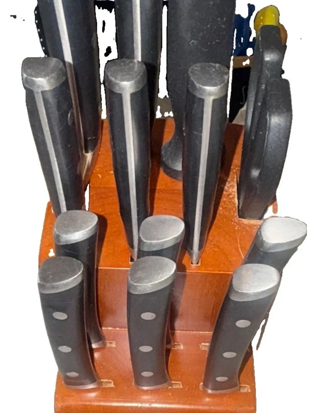 Black Kitchen Knife Set with Wooden Block